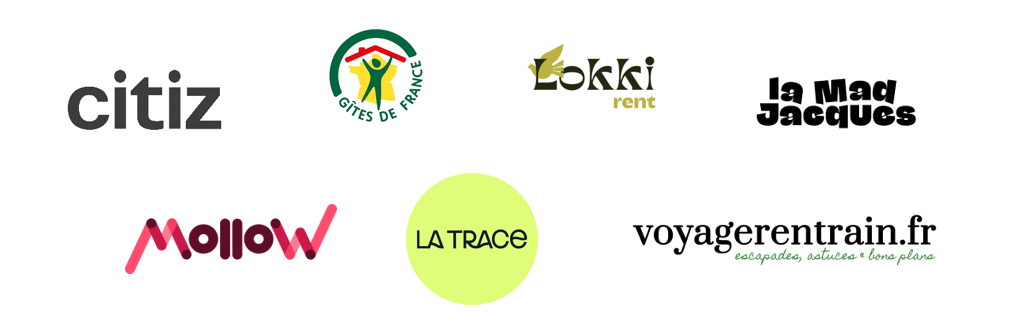 Citiz, Gîtes de France, Lokki rent, La Mad Jacques, Mollow, La Trace, Voyagerentrain.fr