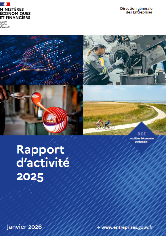 couverture du rapport d'activité 2025 de la dge : images illustratives