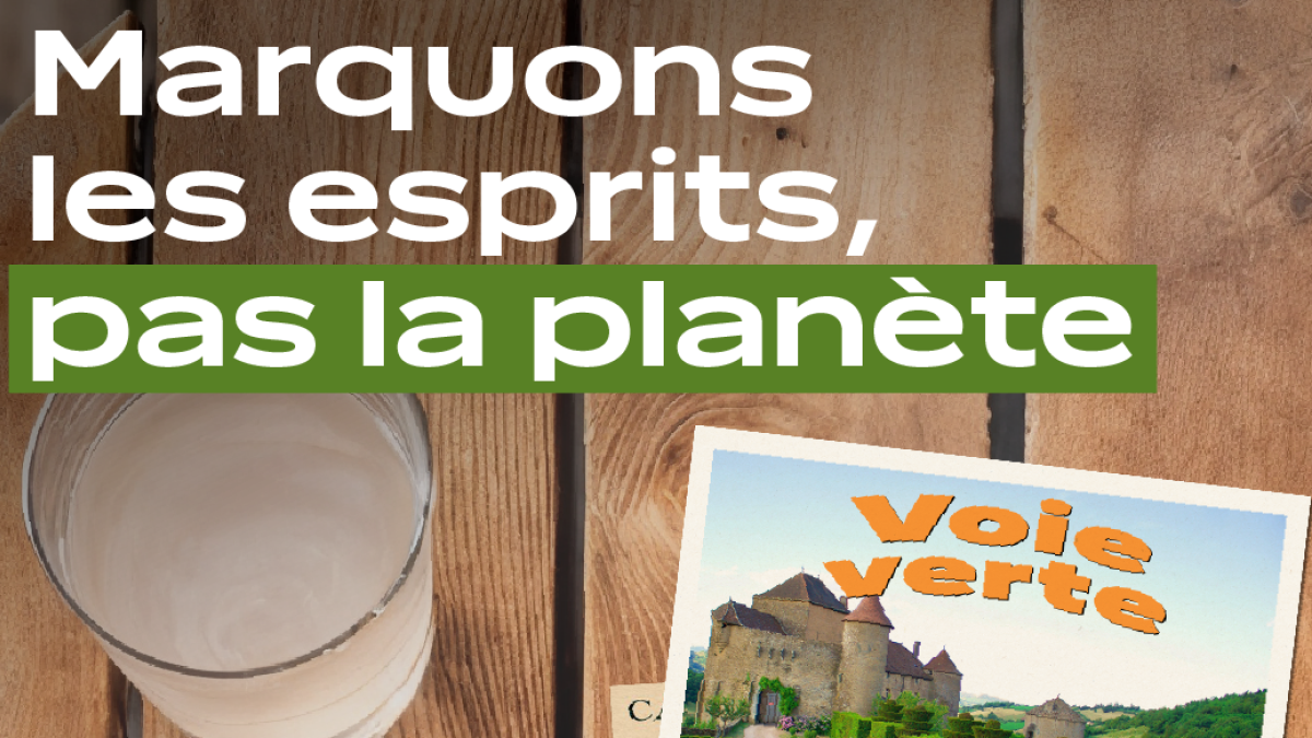 Affiche indiquant "Marquons les esprits, pas la planète - Voie verte"